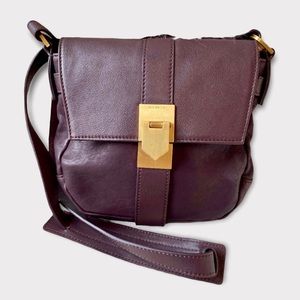 Allibelle Burgundy & Gold Leather Crossbody